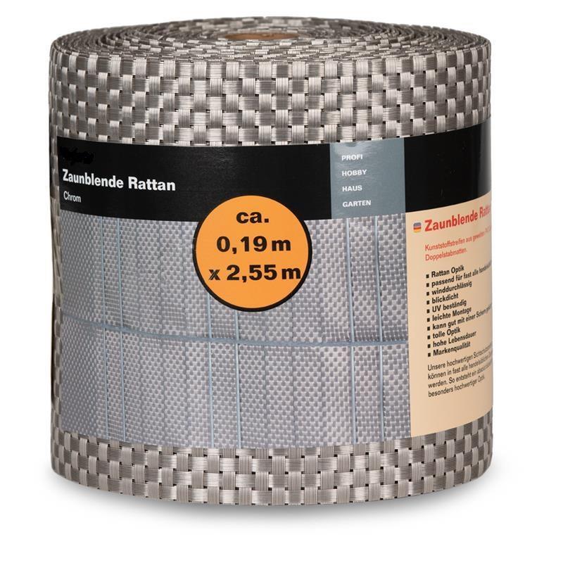 Zaunblende_Rattan_Chrom_01 Zaunblende_Rattan_Chrom_01